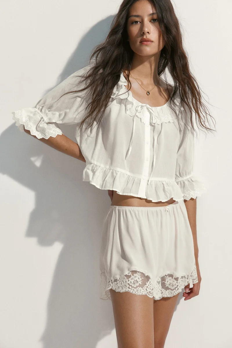 Broderie Anglaise Cotton Blouse