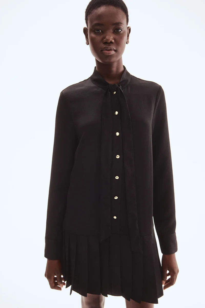 Pleated Shirt Dress