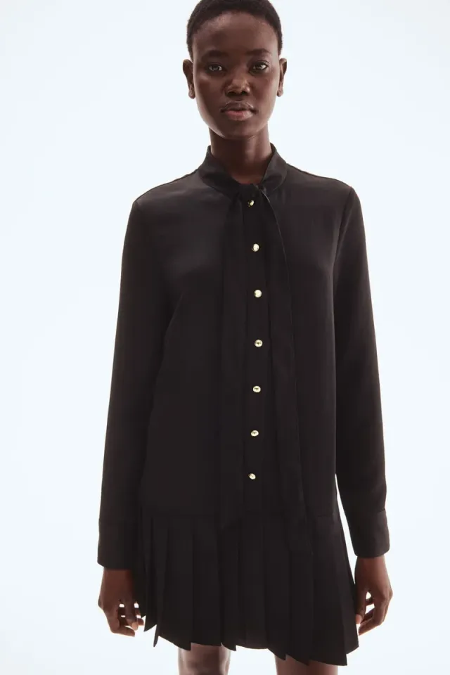 Pleated Shirt Dress