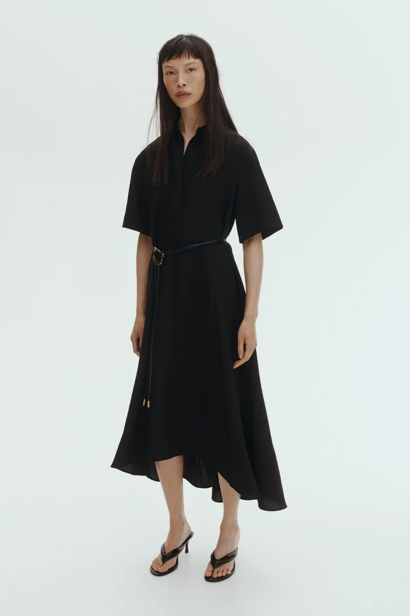 Tie-Belt Shirt Dress
