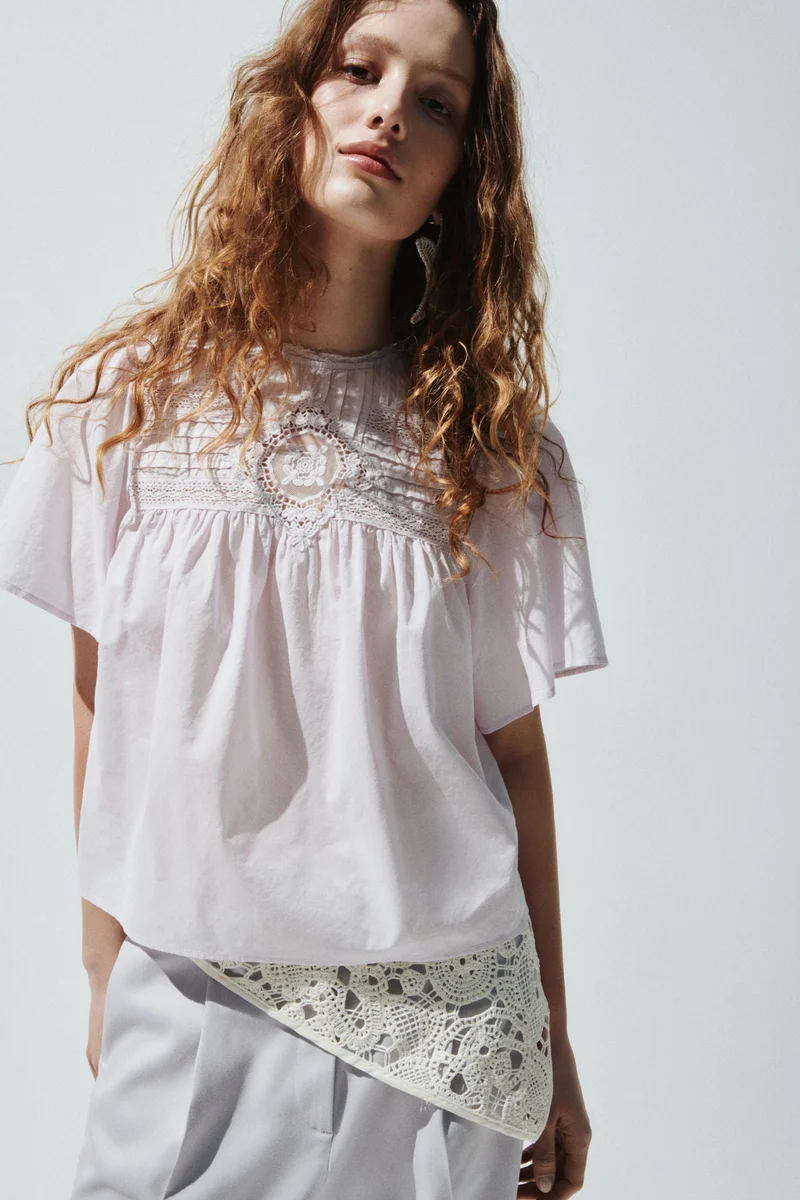 Broderie-anglaise cotton blouse