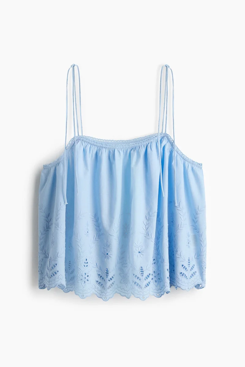Broderie Anglaise Tie-Strap Top