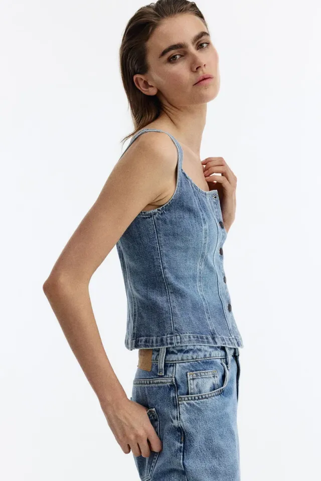 Denim Button-Front Top – image 4