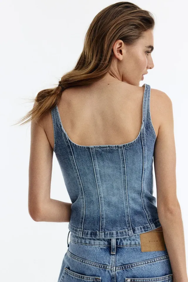 Denim Button-Front Top – image 5