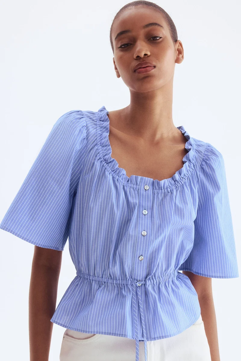 Frilled Cotton Blouse