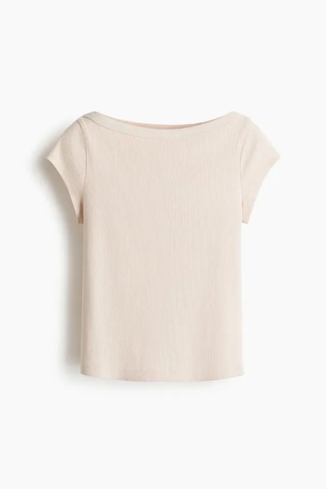 Rib-Knit Boat-Neck Top – image 4