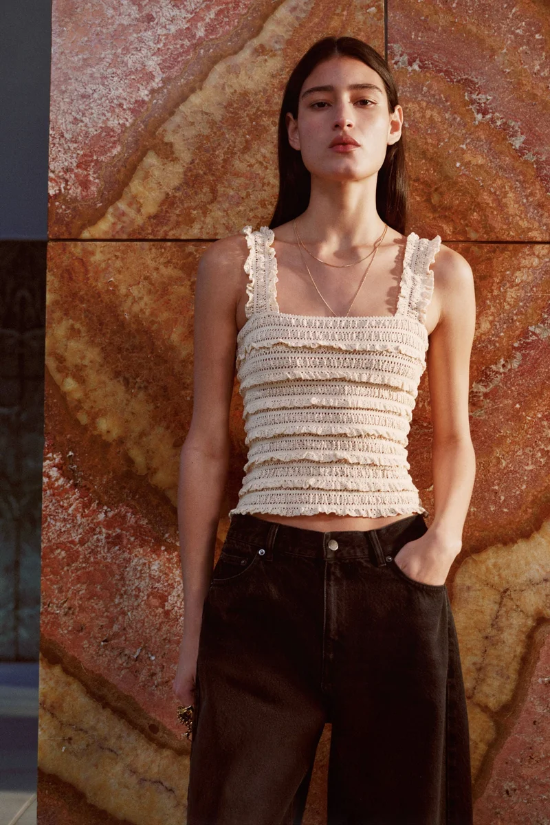 Lace Jersey Sleeveless Top