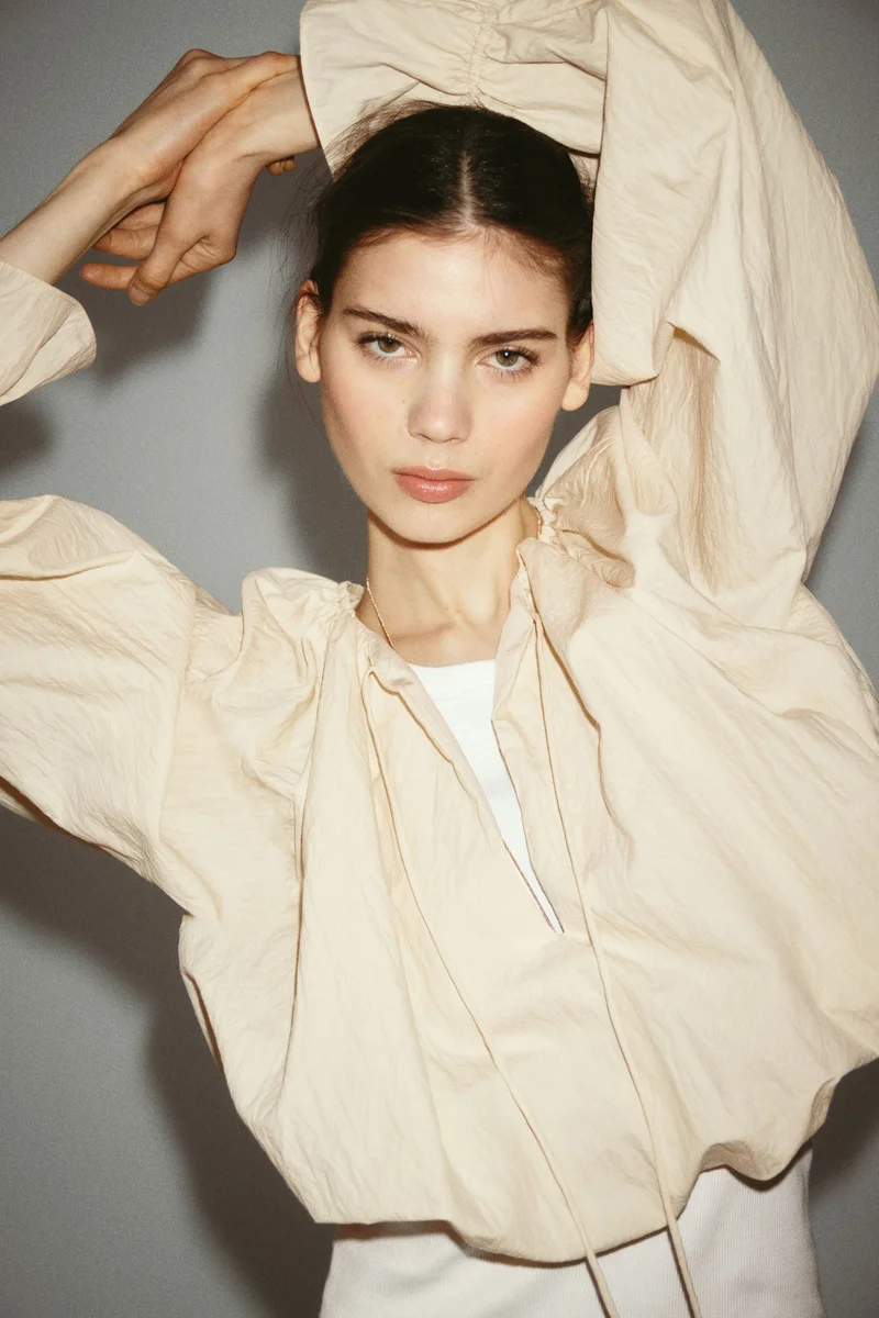 Crinkled Balloon Blouse