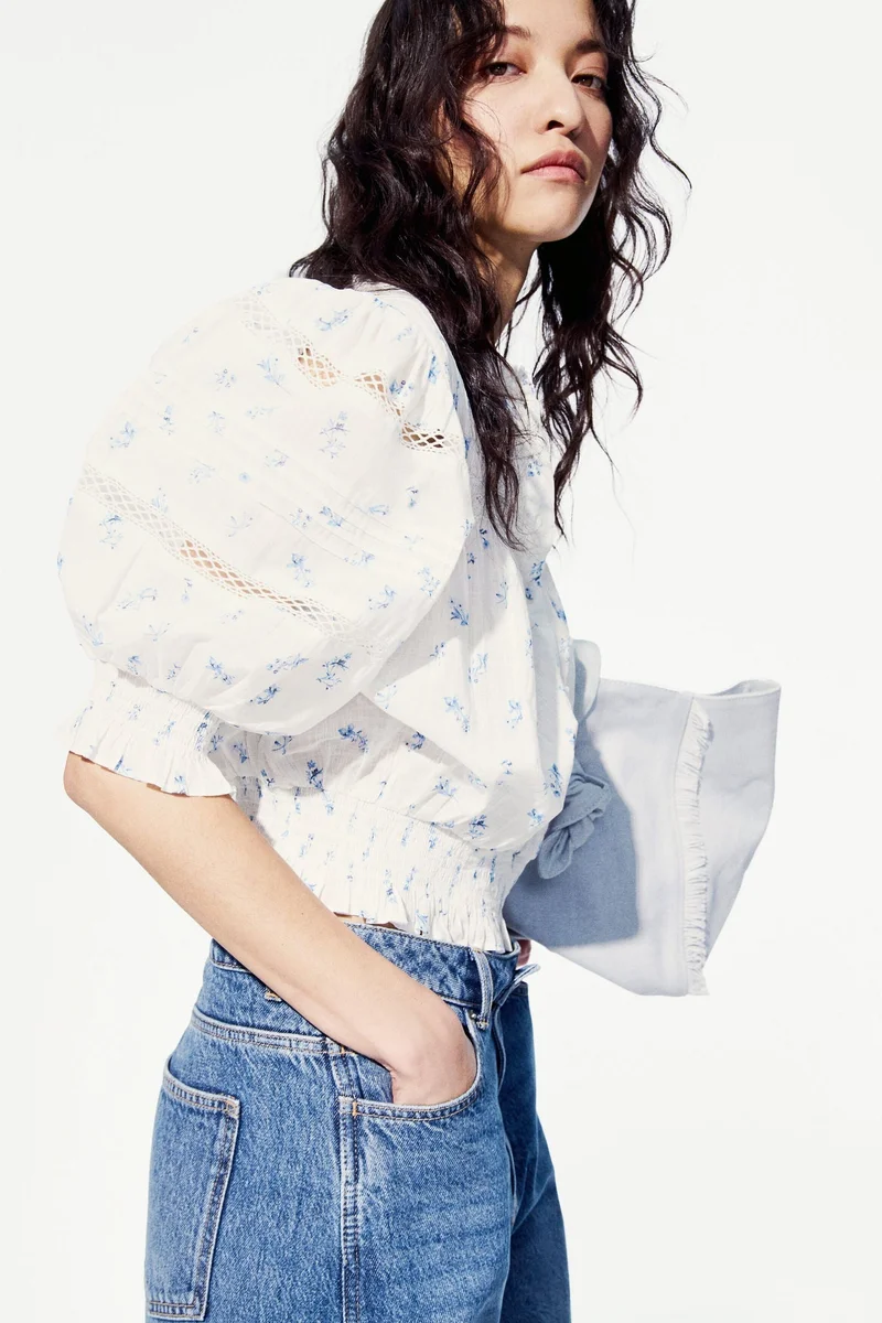 Pintucked Cotton Blouse
