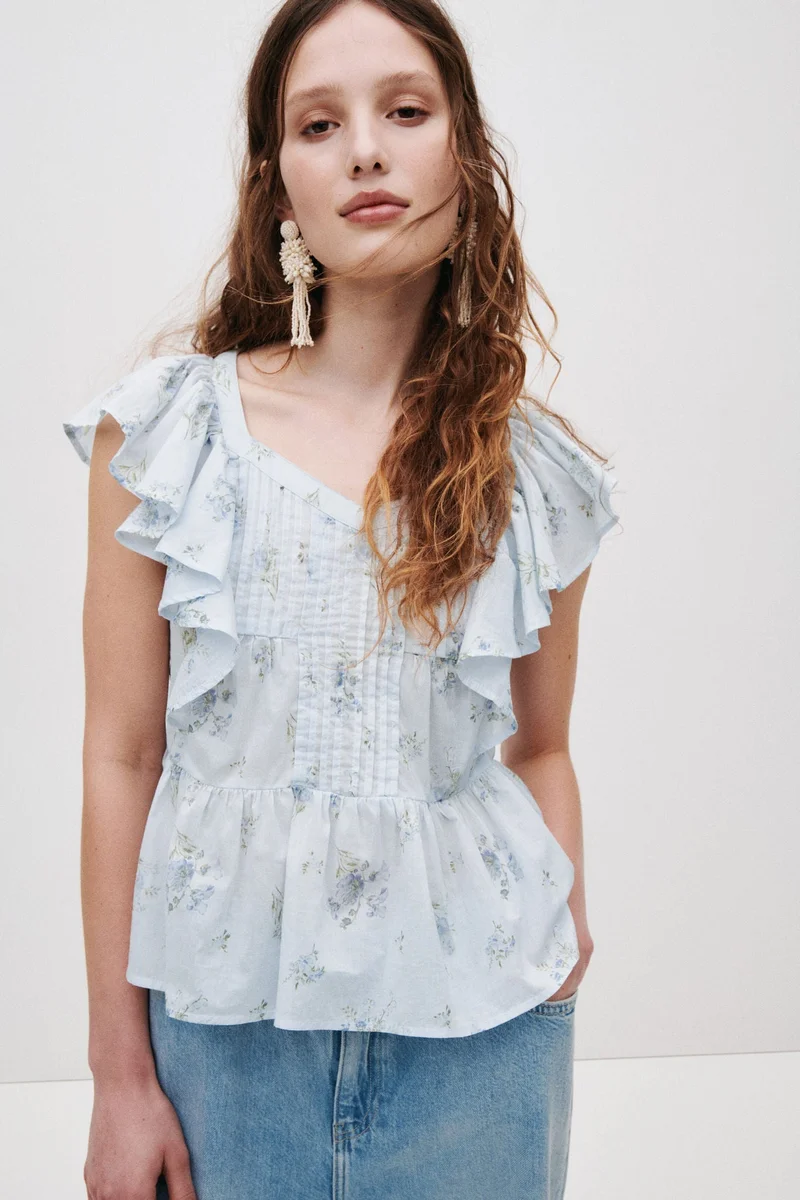 Cotton Frill Trim Top