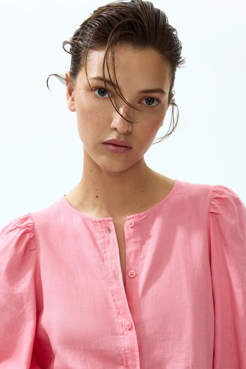 Linen-blend Blouse