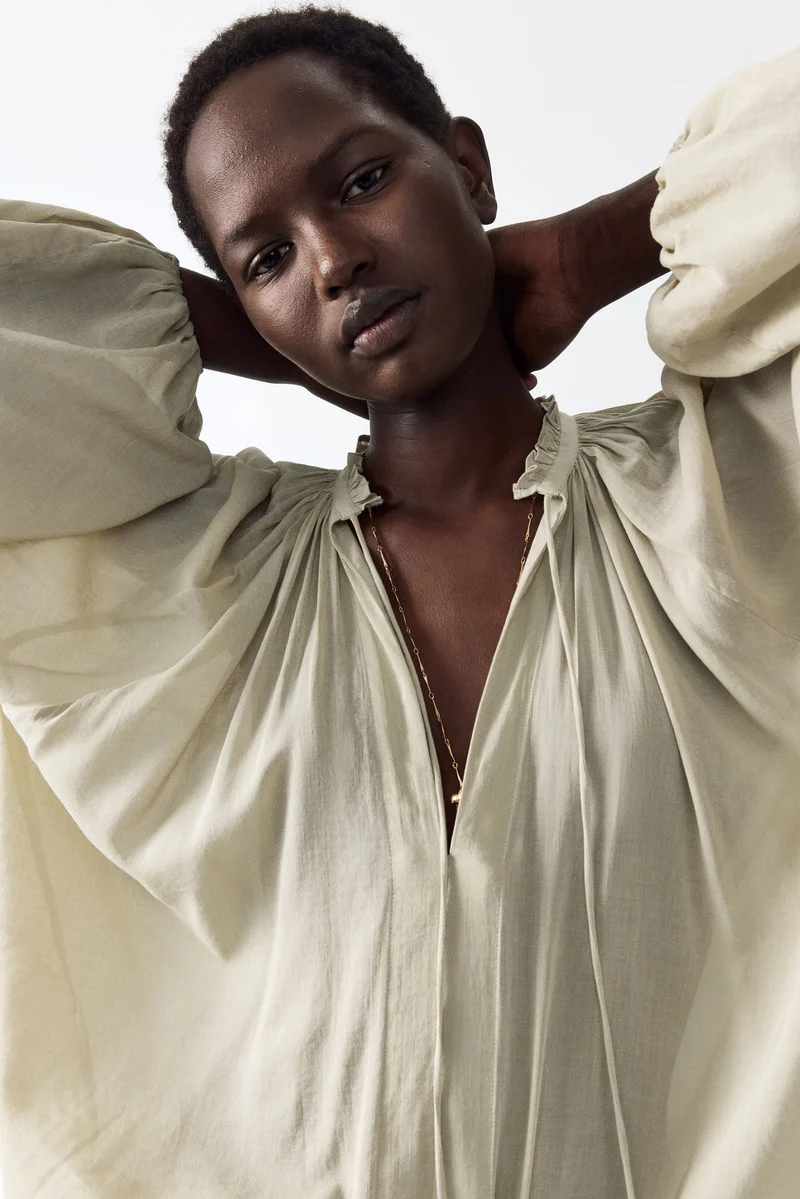 Oversized Cotton Blend Blouse