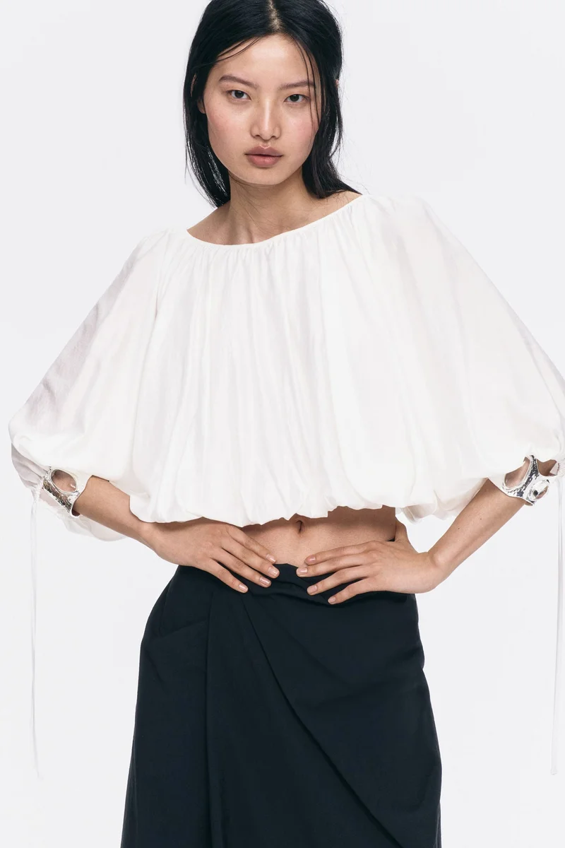 Tie-Detail Oversized Blouse
