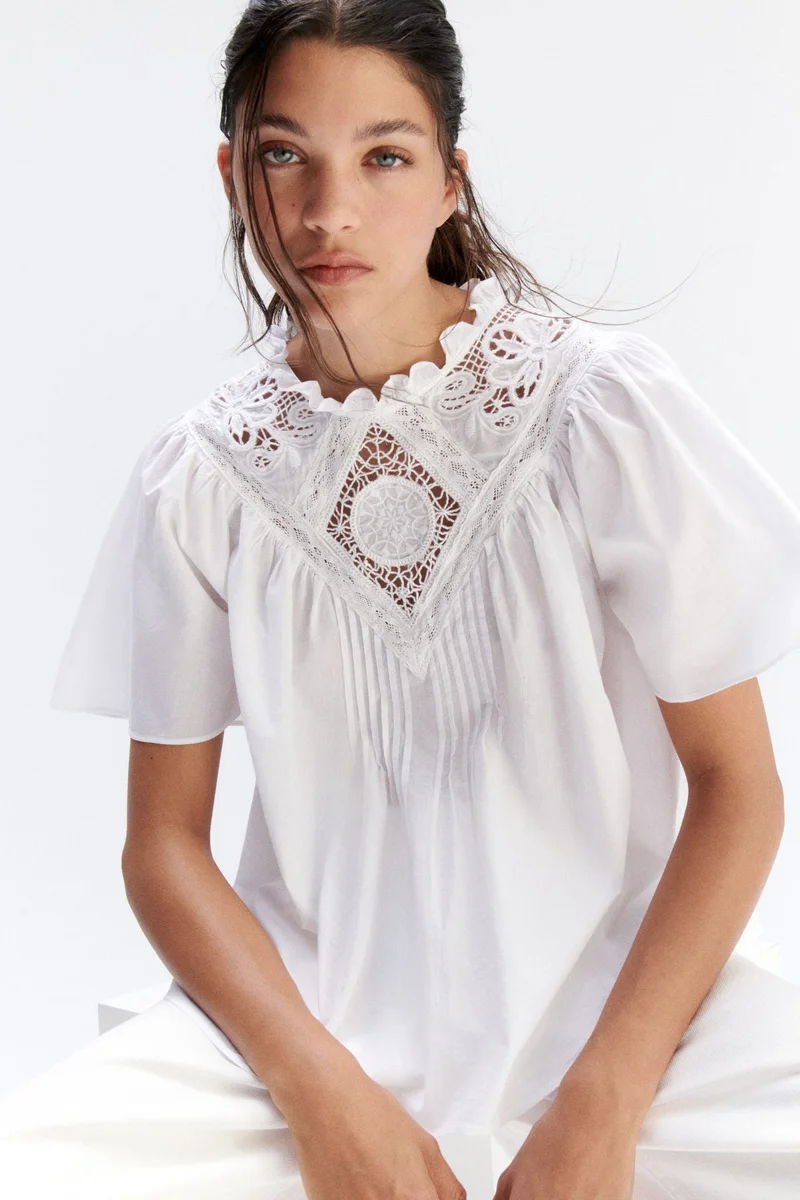 Embroidered cotton blouse