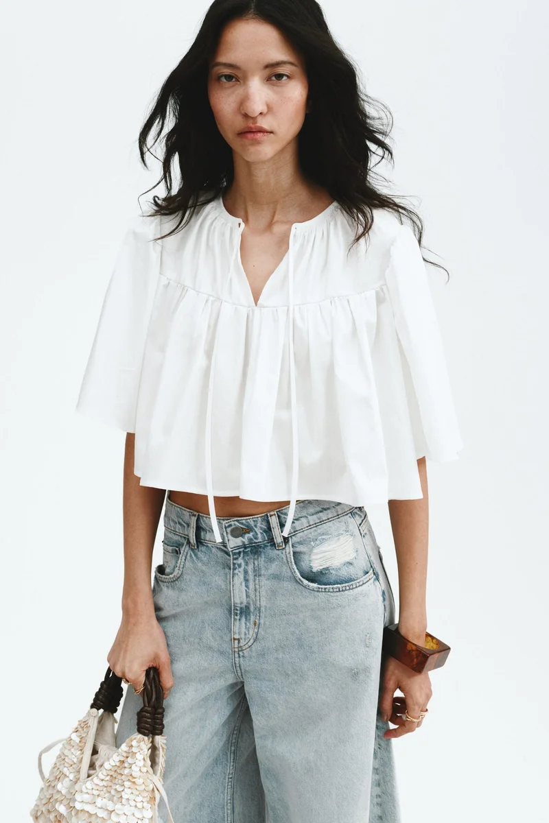 Cropped Cotton Blouse