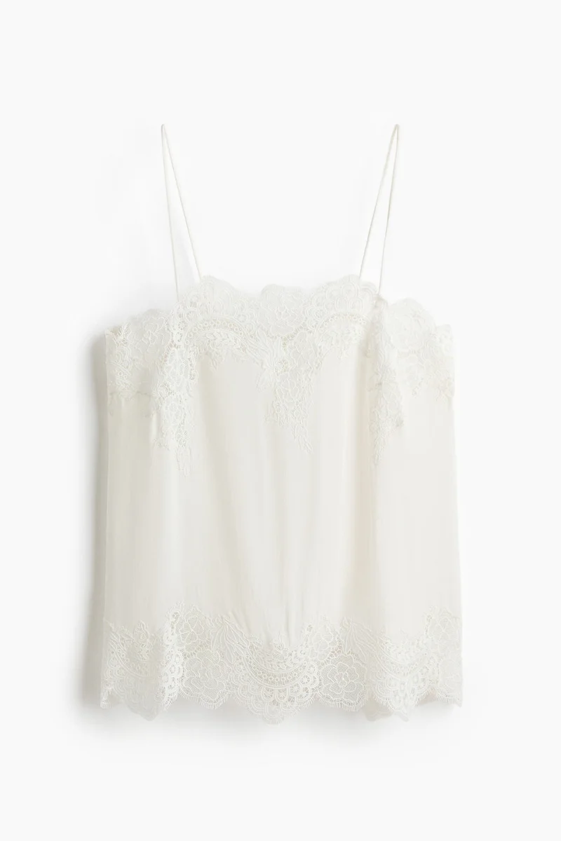 Lace Trim Viscose Top