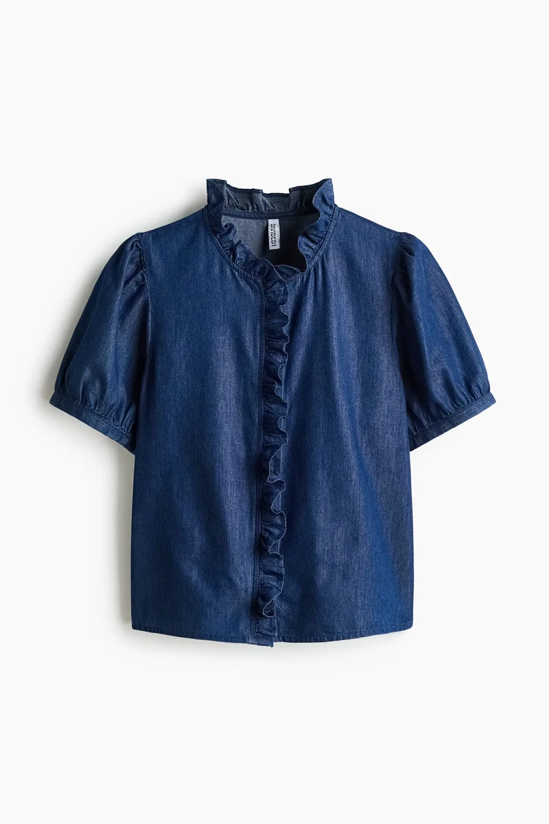 Frill Denim Blouse