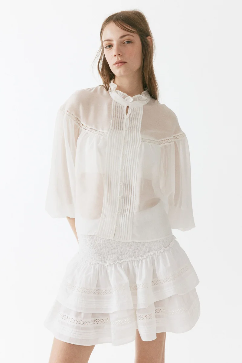 Frill Balloon Sleeve Blouse