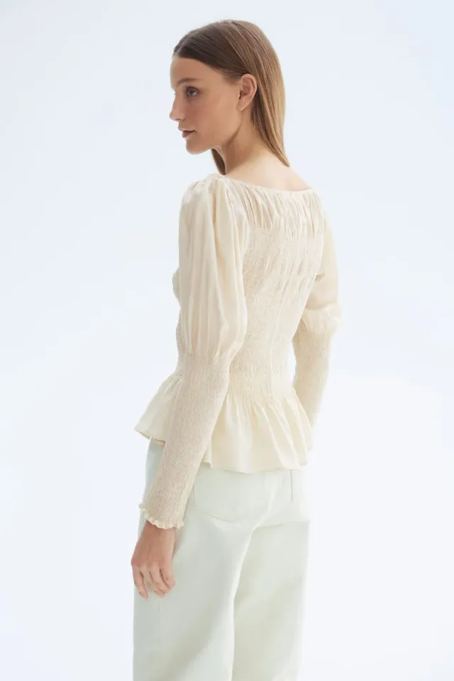 Smocked Viscose Blend Blouse – image 4