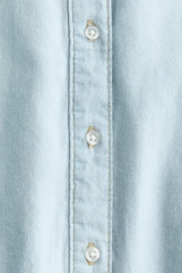 Frill Trim Denim Blouse – image 5