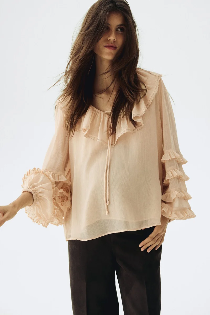 MAMA Frill Chiffon Blouse