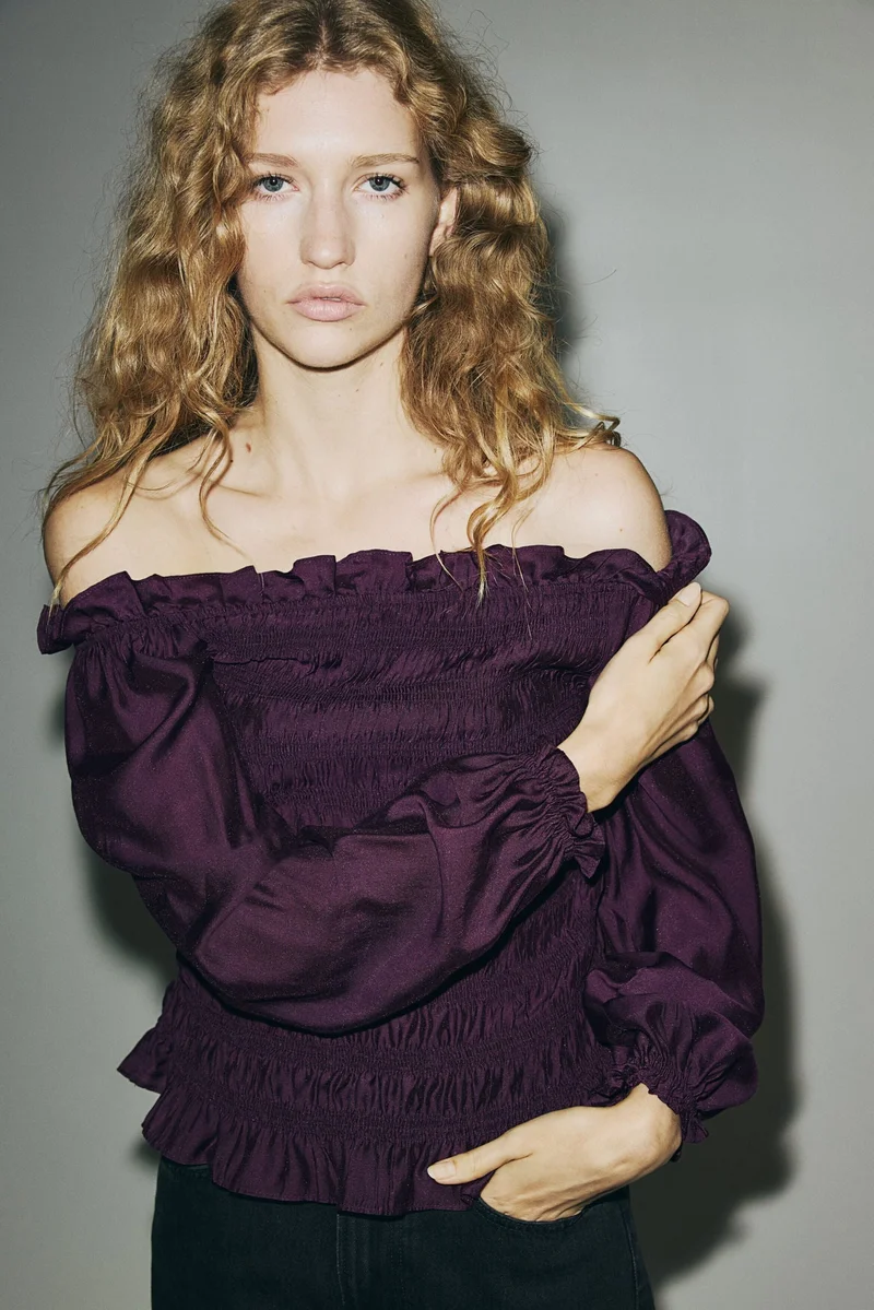 Smocked Off-Shoulder Blouse