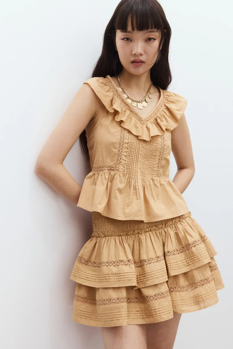 Frill Trim Cotton Vest Top