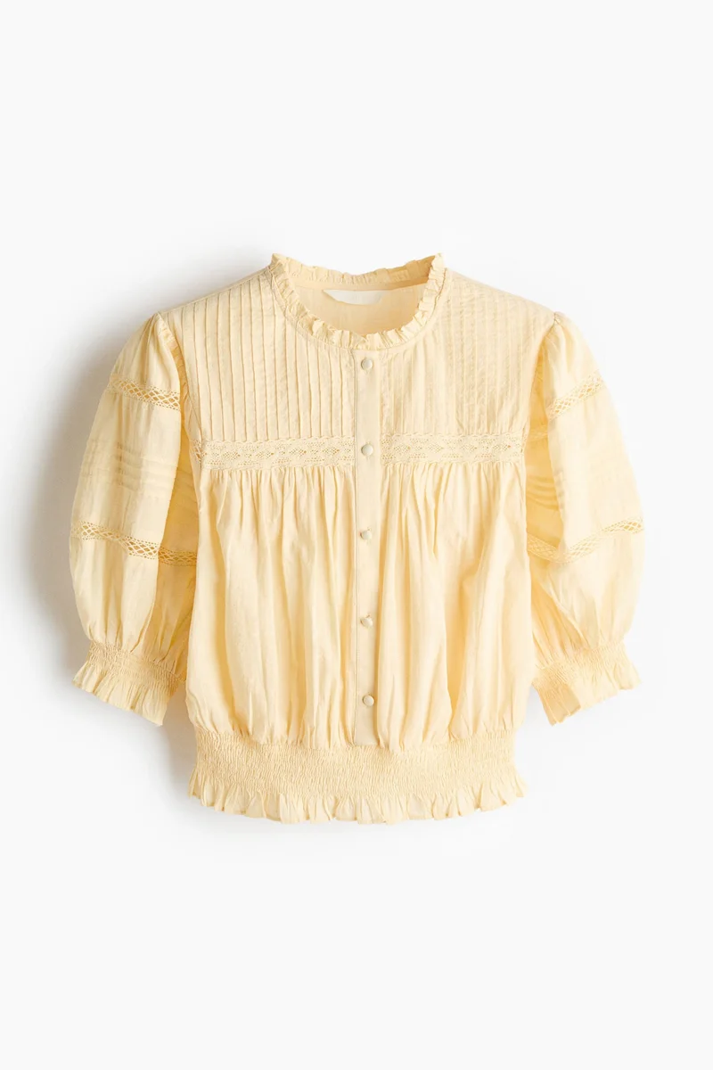 Pintucked Cotton Blouse