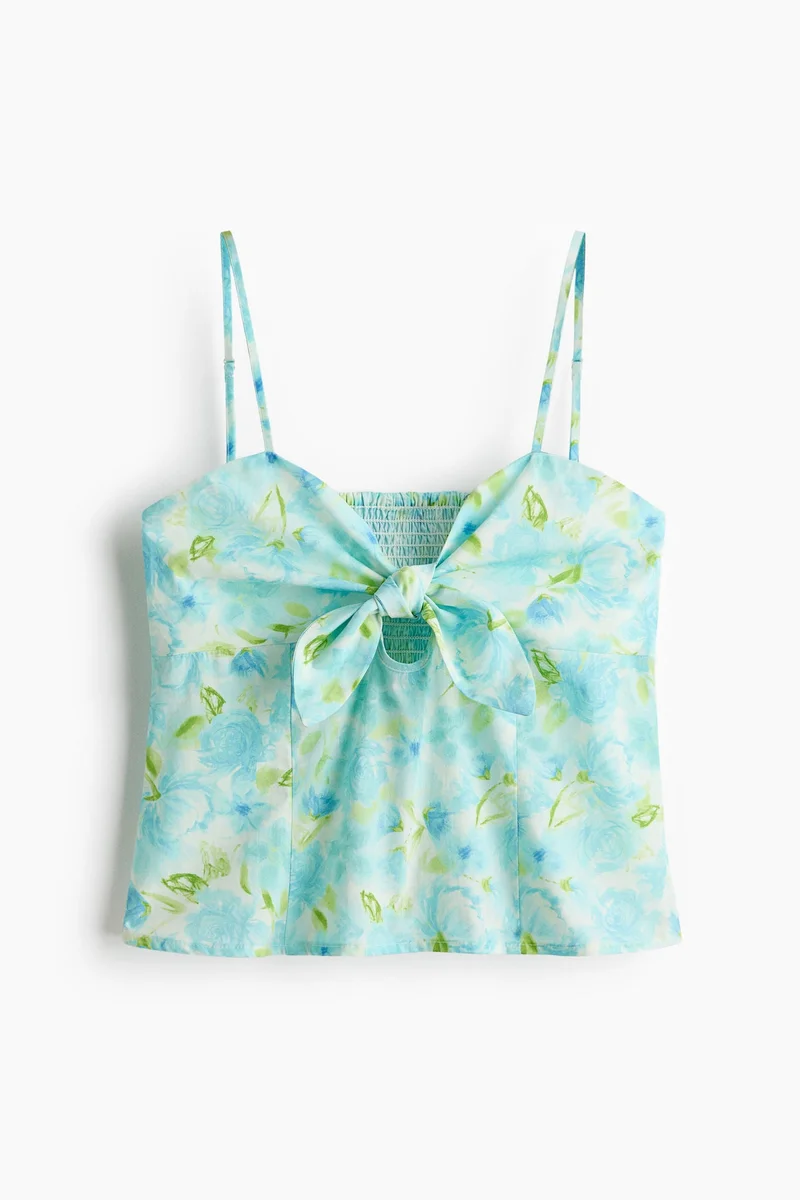 Tie-detail Poplin Top