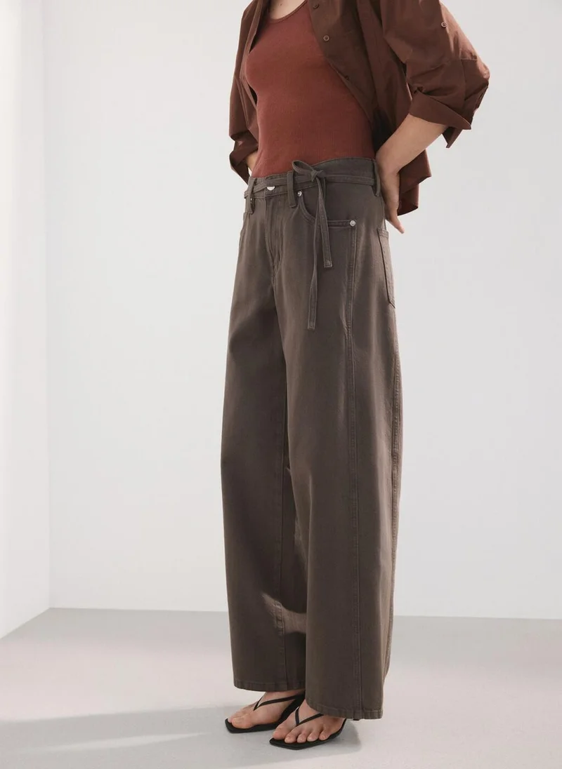 Wide-leg Drawstring Jeans