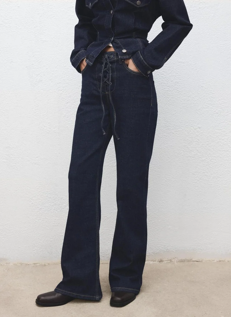 Flared Drawstring Jeans