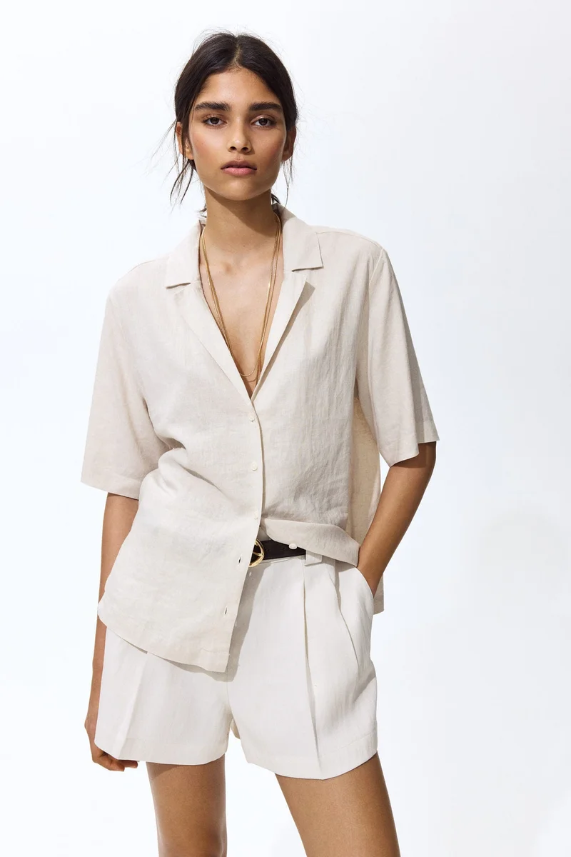 Linen-blend resort shirt