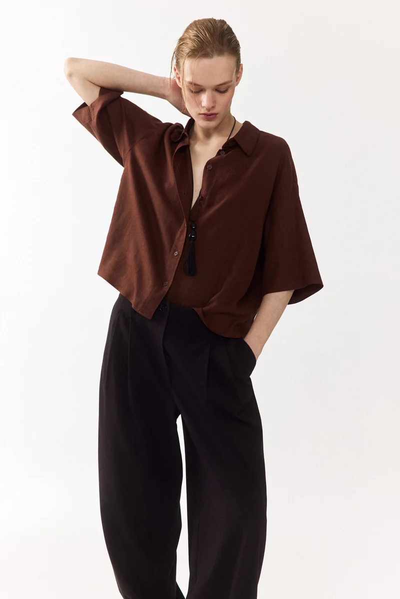 Oversized Linen Blend Shirt