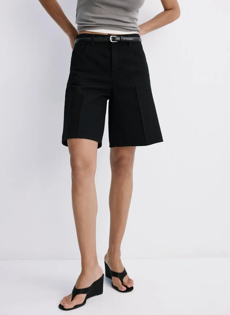 High-Waist Straight Denim Shorts