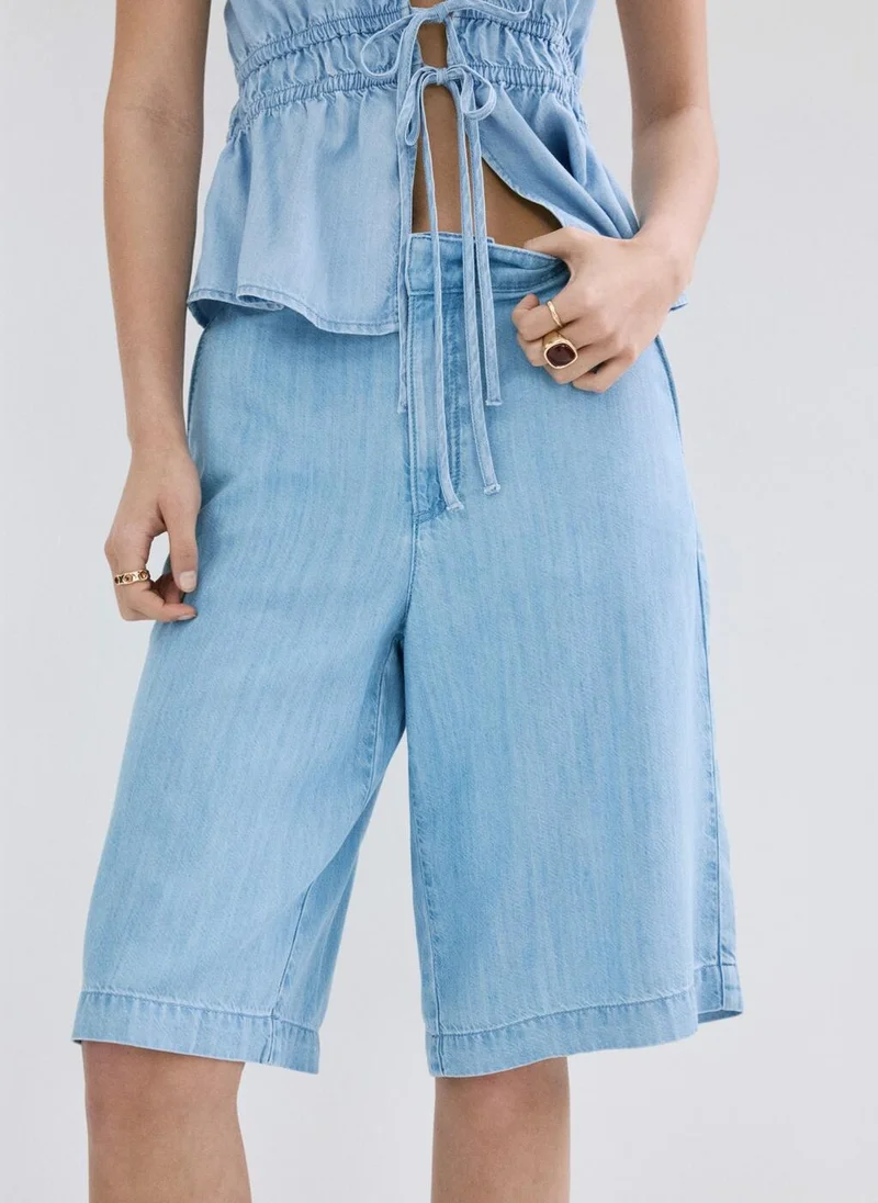 Straight Low-Rise Denim Bermuda Shorts
