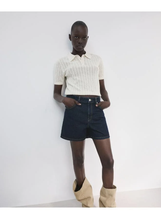 Straight Leg Mid-Rise Denim Shorts