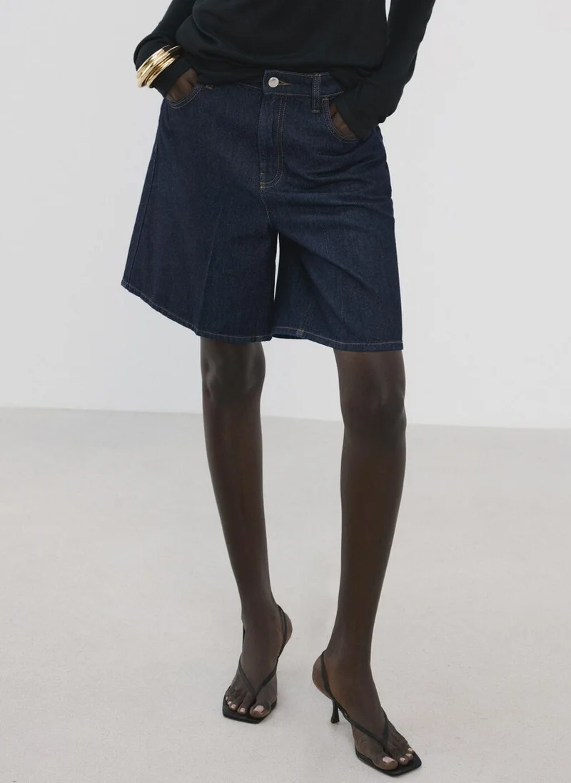 High-Waist Straight-Fit Denim Shorts