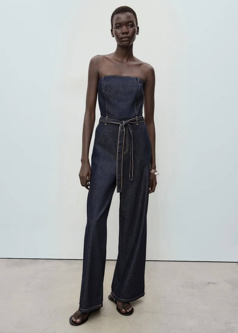 Denim Strapless Jumpsuit