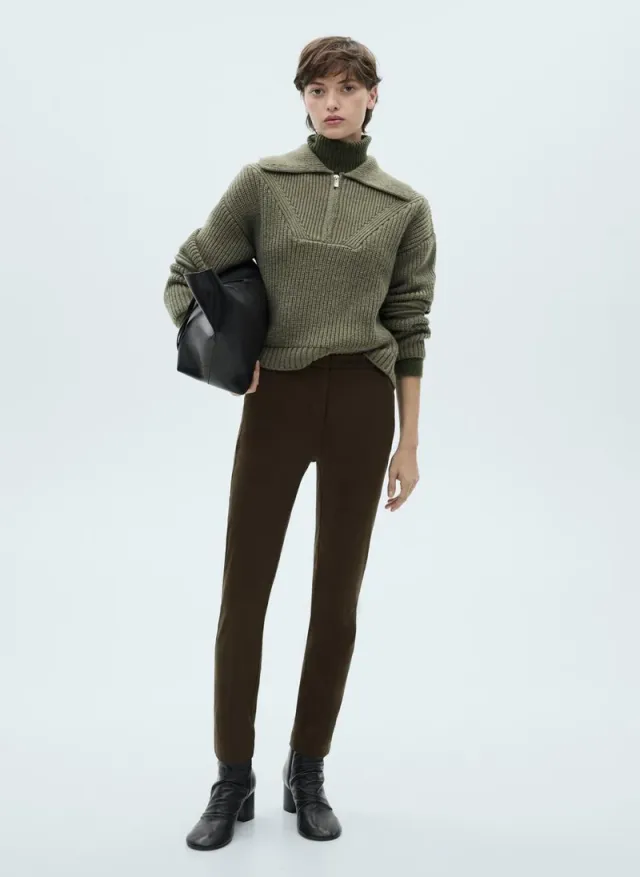 Dark Brown Mid-Rise Crop Skinny Trousers for Women – image 4