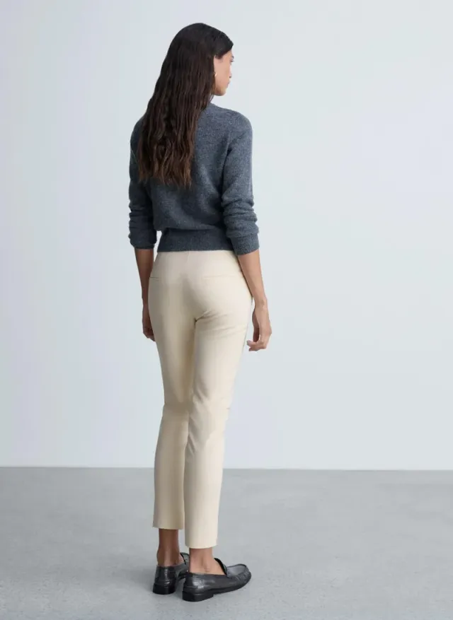 Cream High-Rise Crop Skinny Trousers for Women – image 2
