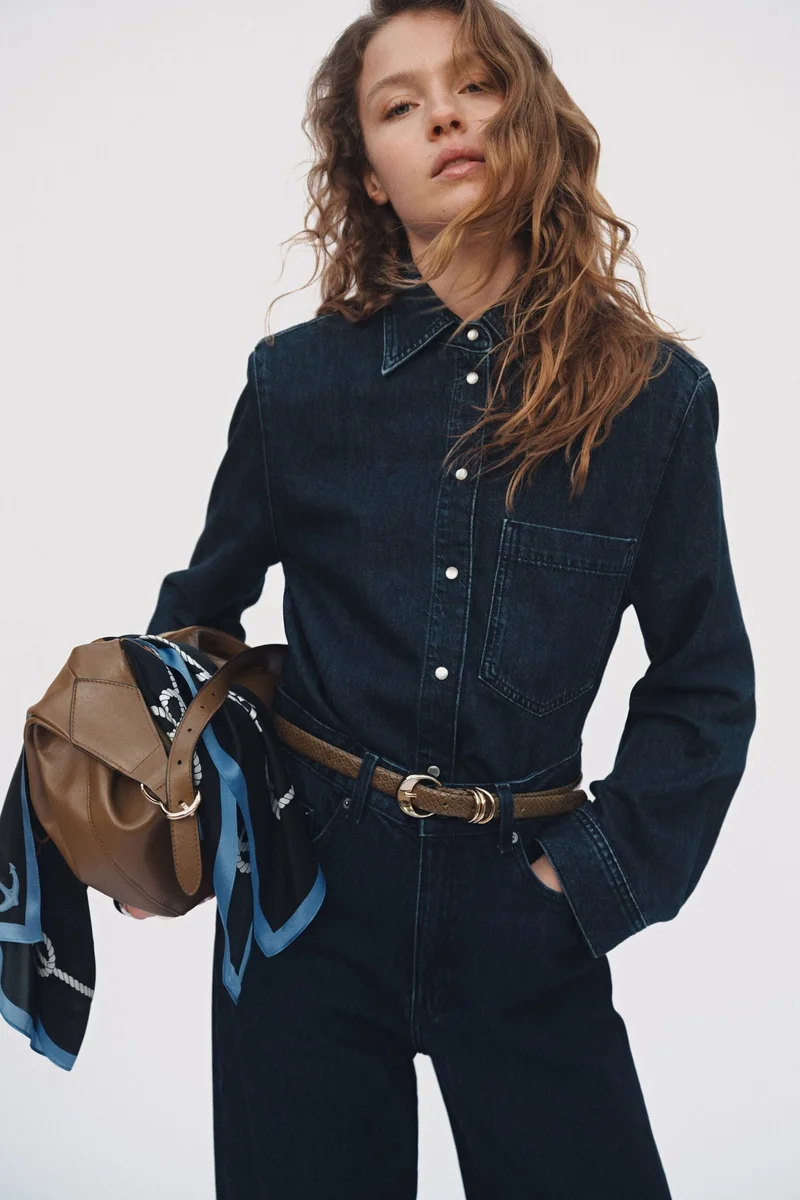Shoulder Pad Denim Shirt