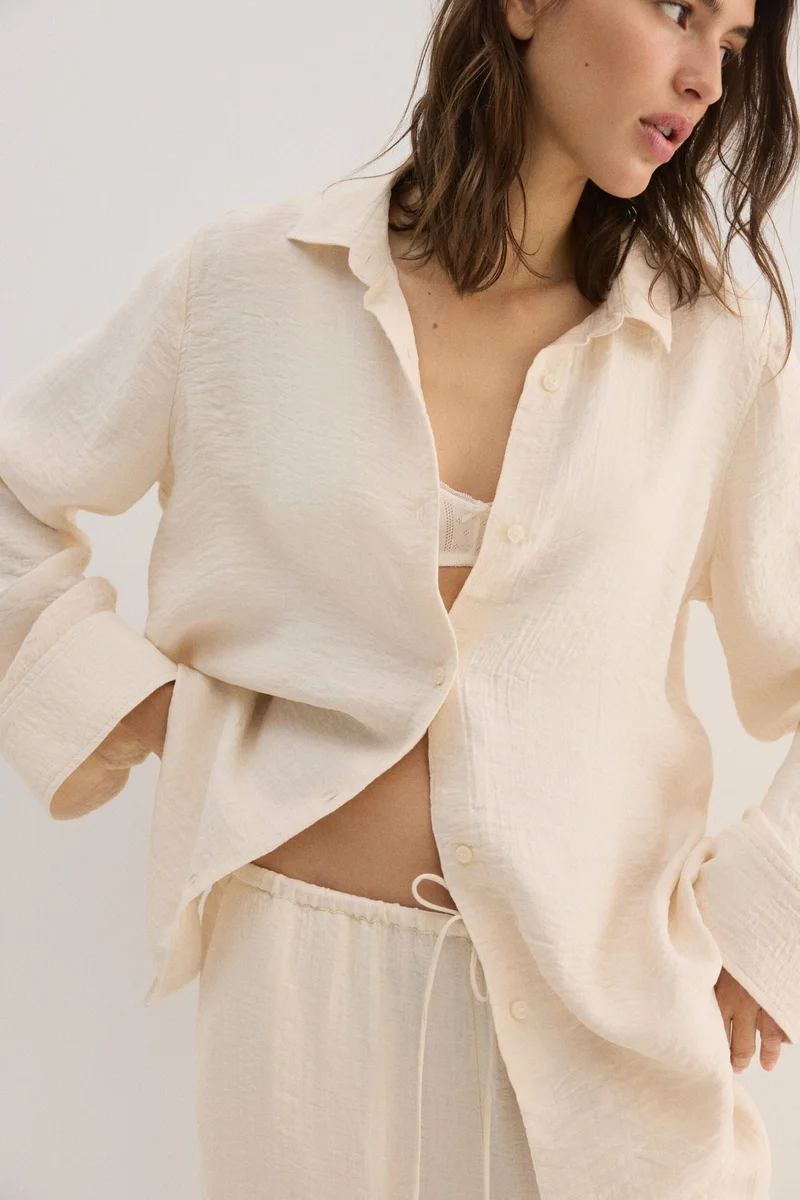 Crinkled Viscose Blend Shirt