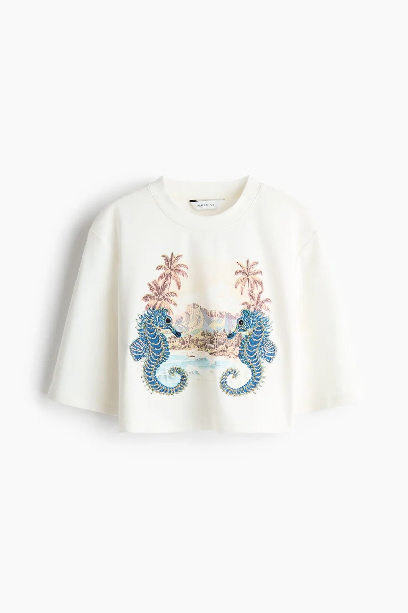 Cropped Embellished Tee