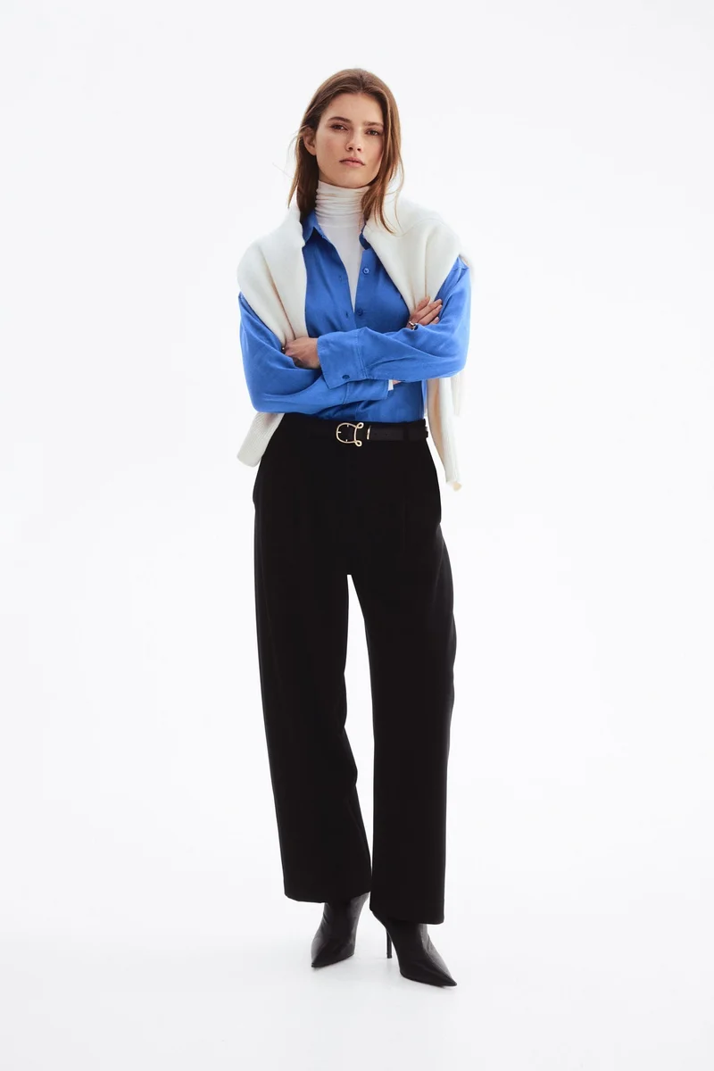 Oversized linen-blend shirt