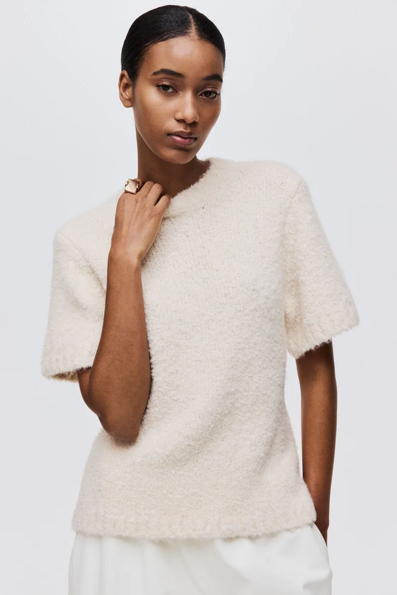 Bouclé-knit T-shirt