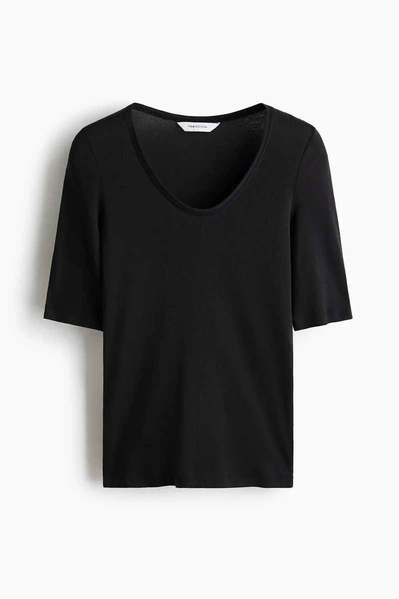 Pima Cotton Scoop-Neck Top