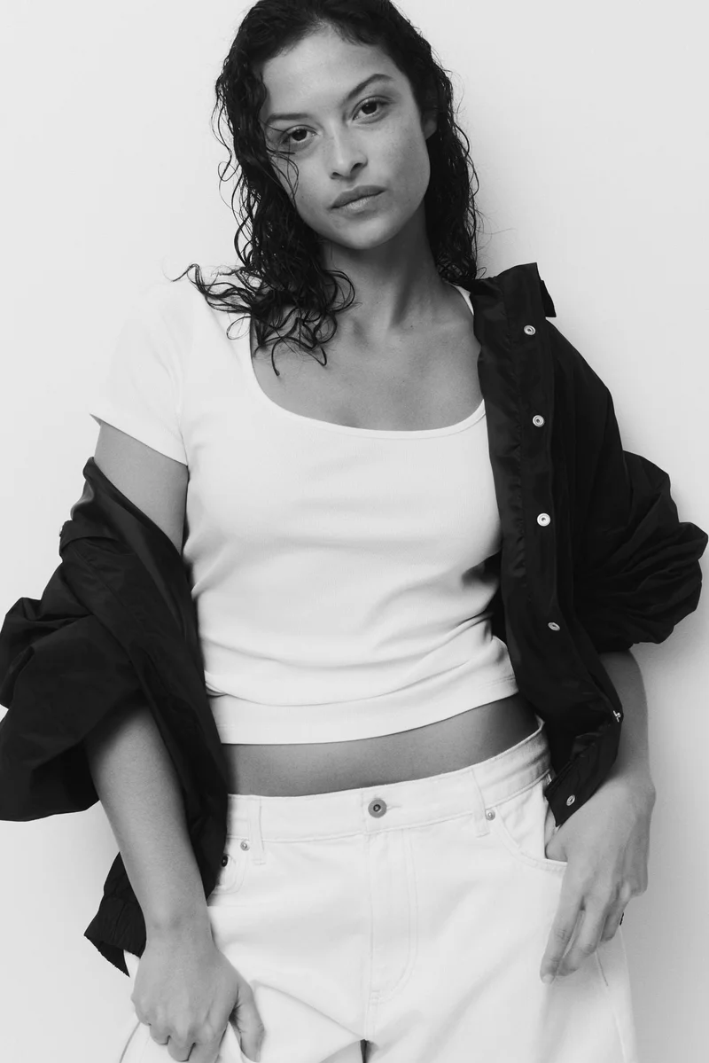 Ribbed Cotton T-Shirt