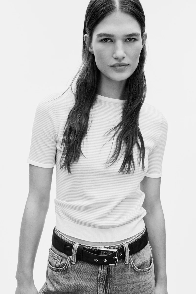 Fine-knit T-shirt