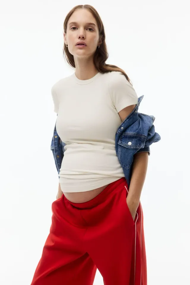 MAMA Ribbed Jersey T-Shirt