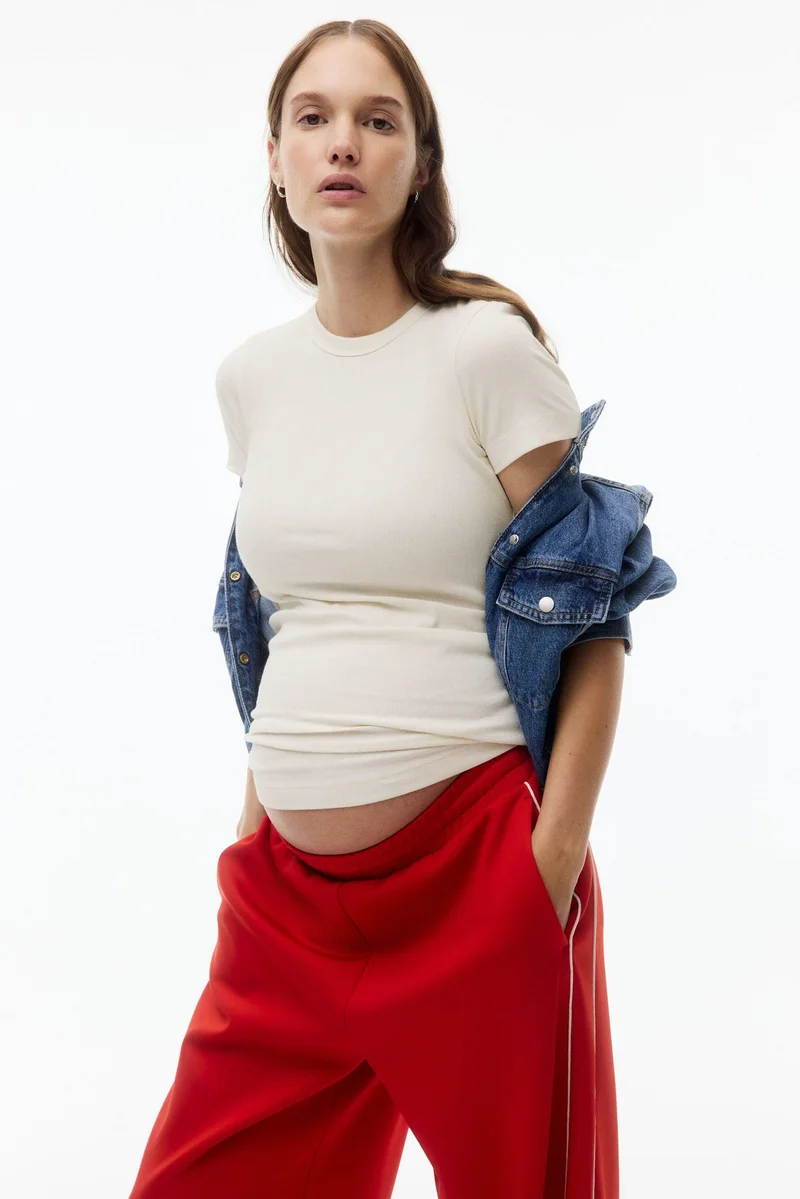 MAMA Ribbed Jersey T-Shirt
